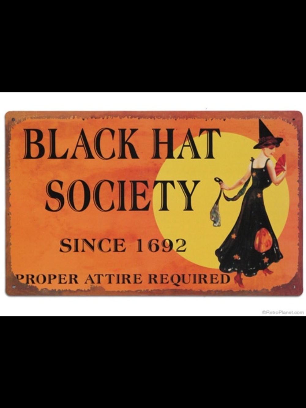 RARE Black Hat Society sign. Elegant vintage inspired Halloween decor